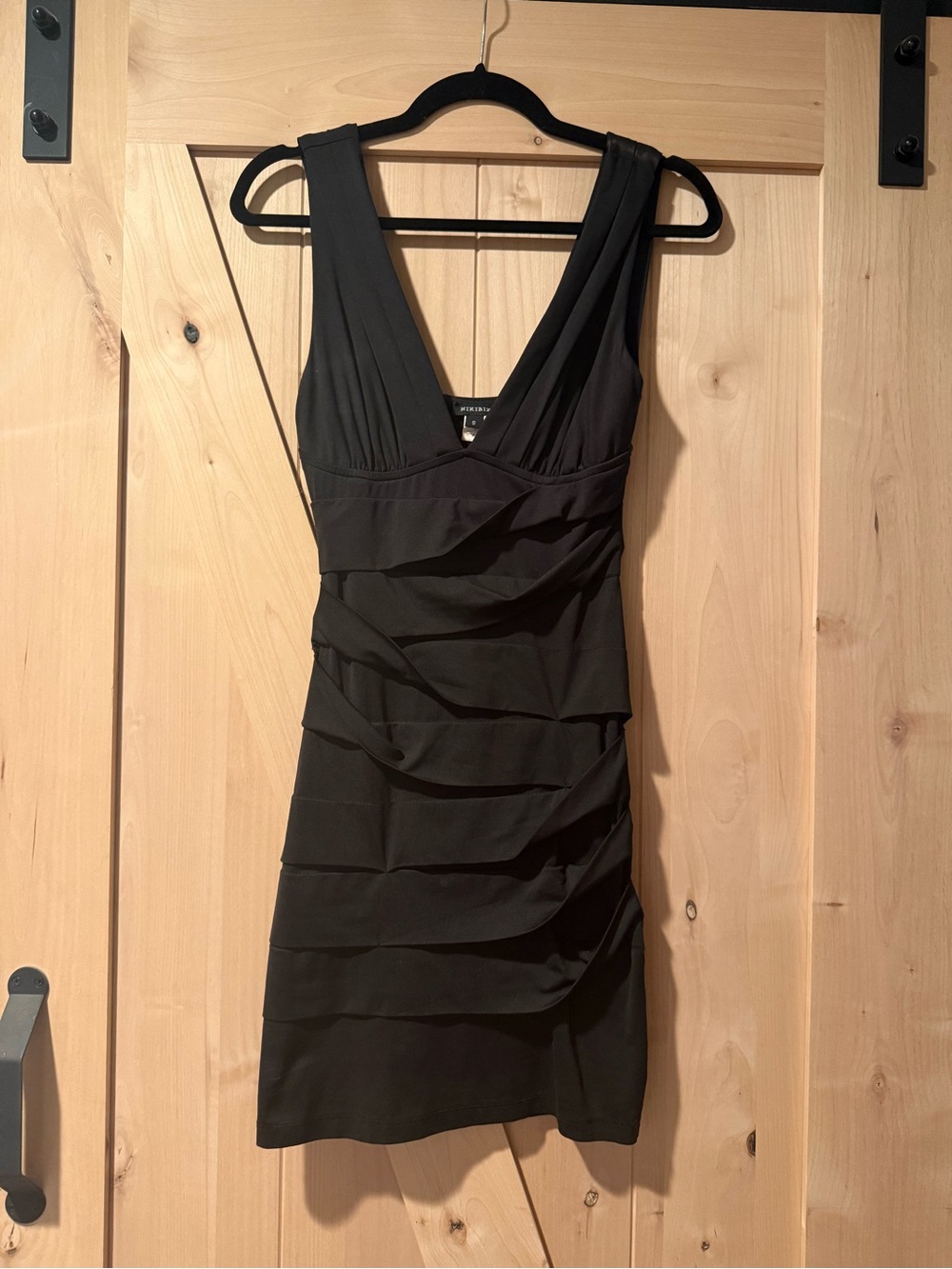 Black Sleeveless V-Neck Layered Dress